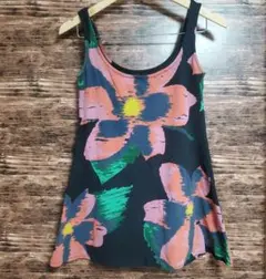 レディース タンクトップ 大花柄 綿100 夏