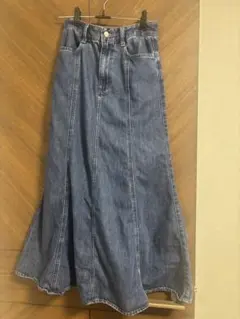 【GU】デニムフレアマキシスカート Sサイズ