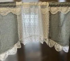 あっちゃん様専用①】フリル付レースカフェカーテン 3枚 オーダー品