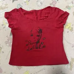 赤 プリント 半袖Tシャツのサムネイル