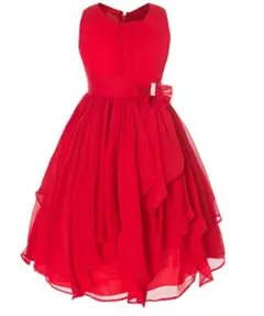 140cm❤新品 子供ドレスキッズドレス結婚式 フォーマル キッズドレスレッド