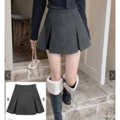 grl インパン裏地付ボックスプリーツフレアミニスカート