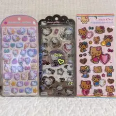 サンリオ　キティ 日焼け キラキララインストーンシール コットンパフィ