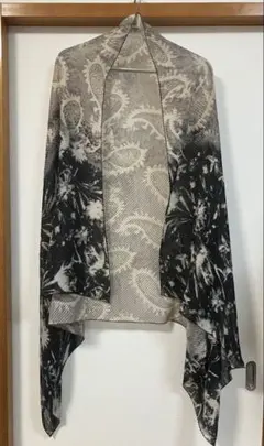 ペイズリー柄ショール ブラック・ホワイト
