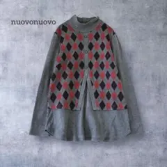 【nuovonuovo】レイヤード調 長袖 日本製 モックネック チュニック Ｍ
