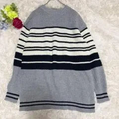 【キューティーブロンド】 ニット(M)グレー ボーダー セーター カジュアル