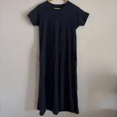 無印 ネイビー 半袖 カットソーワンピース M~L