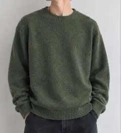 UNIQLO 3Dスフレヤーンクルーネックセーター ニット セーター オリーブ