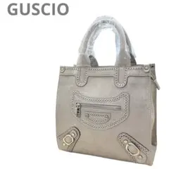 GUSCIO グレー 合成皮革 ハンドバッグ ショルダー付き
