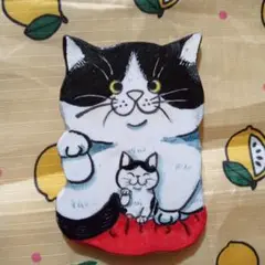 ダブル招き猫　ブローチ