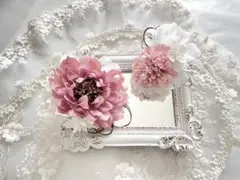 新作コサージュ＊人気のモーヴカラーアネモネとピンポンマムの親子コサージュ2way