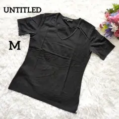 アンタイトル　VネックTシャツ　半袖　ストレッチ　黒　シンプル　M　6324