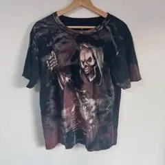 AFFLICTION Tシャツ 半袖 黒 M スカル ドクロ メタル Y2K
