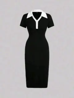 SHEIN MOD コントラストカラー ボタンフロント ワンピース Lサイズ