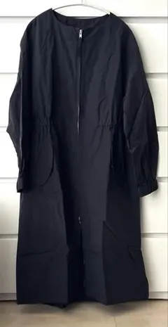 ships ロングコート　フード　ノーカラー　2way ネイビー　フリー