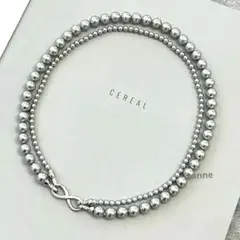 パール ２連 ネックレス 4way 8mm 冠婚葬祭 セレモニー シルバー 新品