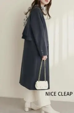 NICE CLEAP バックフリルノーカラーコート