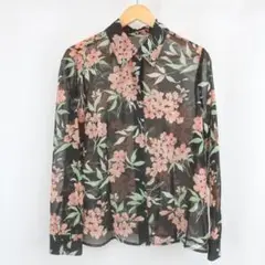 美品 VINTAGE croft&barrow フラワー 総柄 シアー シャツ