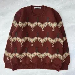 カネコイサオ 刺繍ウールニット ブラウン ピンクハウス