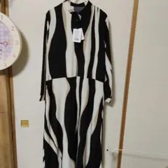 antiquaストライプ柄長袖ワンピース