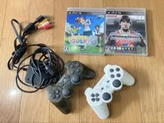 PS3系 コントローラー2個 ソフト2本 ケーブル 熊本引取可