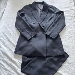 【美品】ダブルブレスト スーツ上下(ダークグレー　ジャケット38、パンツ36)