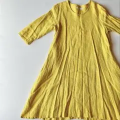 yarra ⿻*⌖. リトアニアリネン マスタードイエロー ロングワンピース