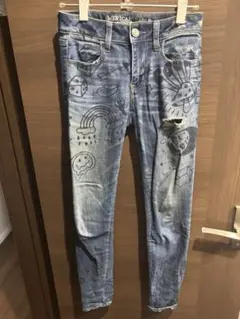 AMERICAN EAGLE スキニージーンズ グラフィックプリント
