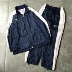 90s PUMA ウインドブレーカー　セットアップ　ネイビー　ストライプ　L
