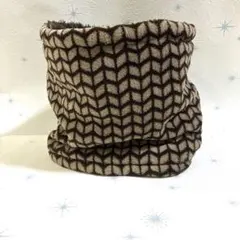 ネックウォーマー＊裏ボア＊ヘリンボーン柄＊ブラウン＊ユニセックス