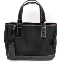 未使用級✨ セイジエム ハンドバッグ フォーマル ナイロン レザー 黒 高級感