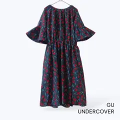 試着のみ GU×UNDERCOVER フラワープリントワンピース ローズ＆バード