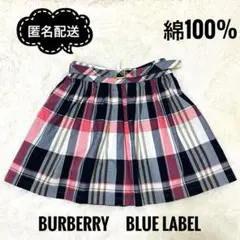 BURBERRY BLUE LABELベルト付きミニスカート　チェック　ピンク