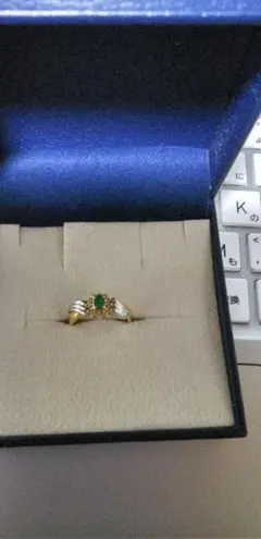 K18 ゴールド リング 指輪 エメラルド 0.0469ct ミル打ち 12号