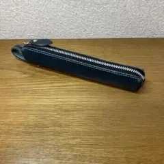 レザー ペンケース スリム ダークブルー