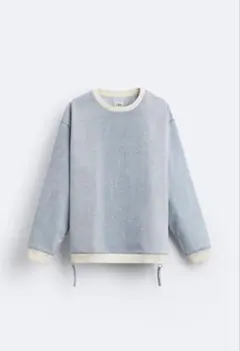 最終値下げ！ZARA ザラ デニム ジッパースウェットシャツ　ライトブルーのサムネイル
