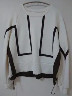 SALT&SUGAR ラインスウエットトップス ドロストカットソー オフホワイト