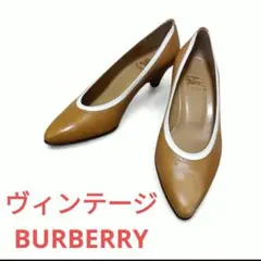 希少 バーバリー キャメル レザーパンプス 23cm E 本革 刻印ロゴのサムネイル