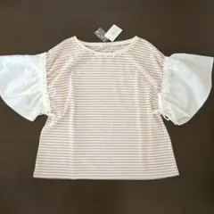 新品　アクシーズ　コットン袖ボーダーTシャツ