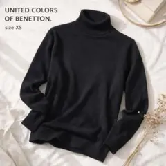 【まーーー様】BENETTON ニット ハイネック ブラック ウール100 XS