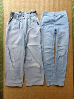 140cm ライトブルー デニムパンツ2枚セット