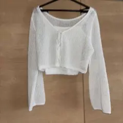 w closet ホワイト メッシュニット ショート丈 2点セット