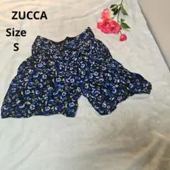 【オシャレ⭐ZUCCA】青　花柄　ショートパンツ　サイズSのサムネイル