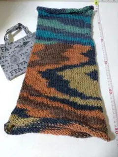 スヌード キャップ マフラー 腹巻き帽子 ニット帽 迷彩風 メンズ ハンドメイド