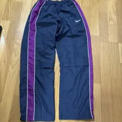 ナイキ　00s ナイロンパンツ　パープル　ネイビー　ロゴ刺繍　L