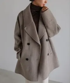 【美品・値下中】andme evernavy ウールリバーPコート ベージュ M