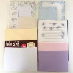 《3/20までの出品》レターセット 封筒 便箋 まとめ売り 花柄 無地
