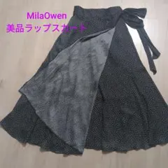 美品ミラ オーウェン Mila Owen ドットフレアラップスカート