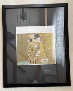 グスタフ クリムト 接吻 額付き絵画 50×60 黄金ラメ特殊印刷 壁掛け グスタフ クリムト 接吻 額付き絵画 50×60 黄金ラメ特殊印刷 壁掛け