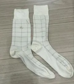 バーバリー　ソックス　チェック柄　25〜27cm ベージュ　日本製